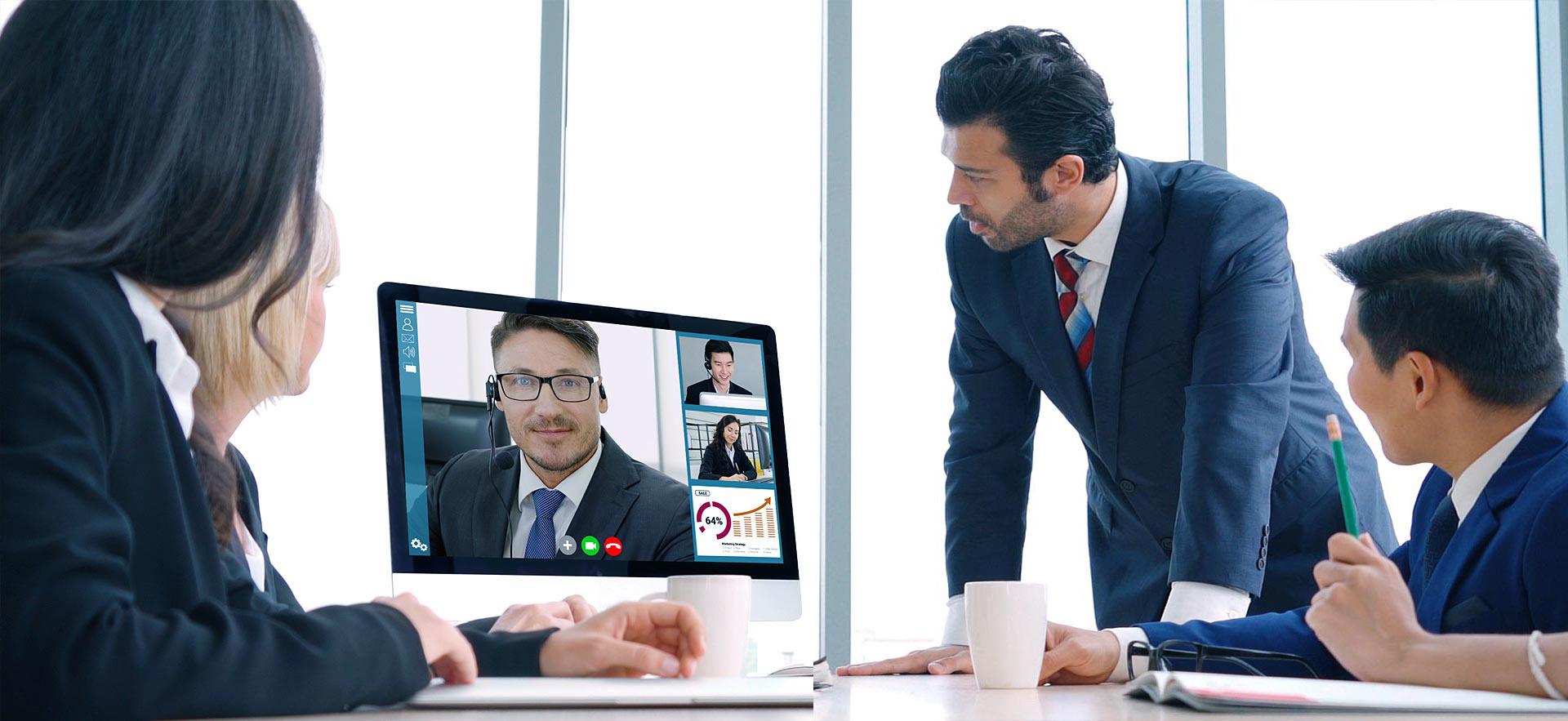 A corporate meeting done remotely.