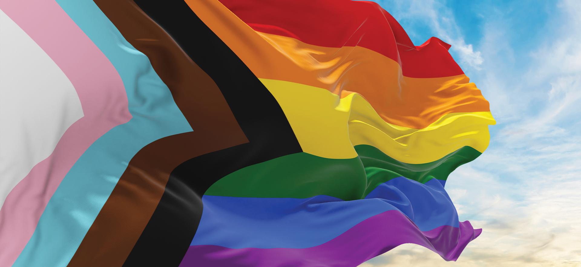 Progress Pride Flag with movement from the wind